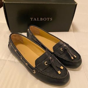 Talbots navy leather driving moccasins
